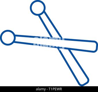 Drumsticks line icon concept. Drumsticks flat  vector symbol, sign, outline illustration. Stock Vector