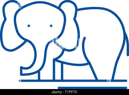 Elephant line icon concept. Elephant flat  vector symbol, sign, outline illustration. Stock Vector
