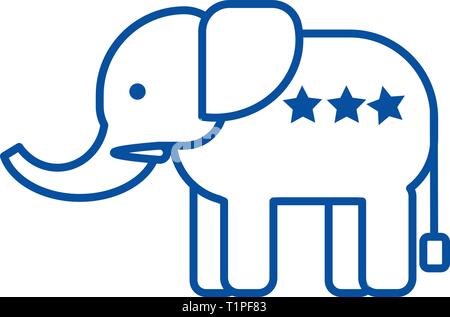 Elephant usa,republican party line icon concept. Elephant usa,republican party flat  vector symbol, sign, outline illustration. Stock Vector