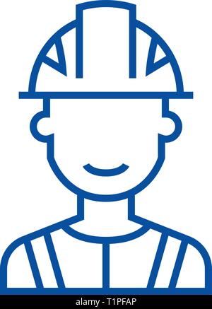 Engineer, industry line icon concept. Engineer, industry flat  vector symbol, sign, outline illustration. Stock Vector