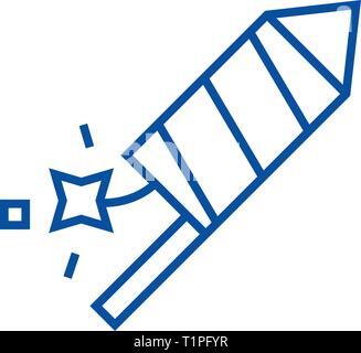 Petard,fire show line icon concept. Petard,fire show flat  vector symbol, sign, outline illustration. Stock Vector