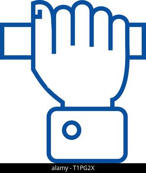 Pulling hand  line icon concept. Pulling hand  flat  vector symbol, sign, outline illustration. Stock Vector