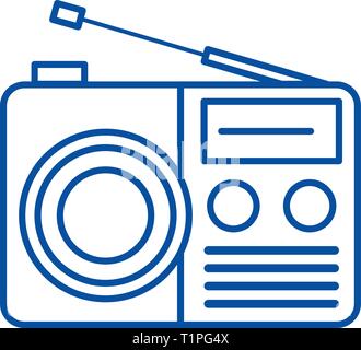 Radio reciever sign line icon concept. Radio reciever sign flat  vector symbol, sign, outline illustration. Stock Vector