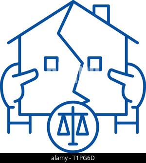 Real estate law line icon concept. Real estate law flat  vector symbol, sign, outline illustration. Stock Vector