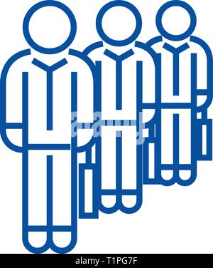 Recruitment agency, people with suticase line icon concept. Recruitment agency, people with suticase flat  vector symbol, sign, outline illustration. Stock Vector