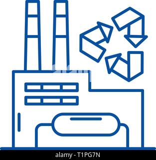 recycling plant worker sorting garbage line icon vector illustration ...