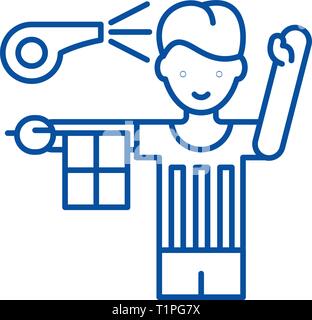 Referee line icon concept. Referee flat  vector symbol, sign, outline illustration. Stock Vector