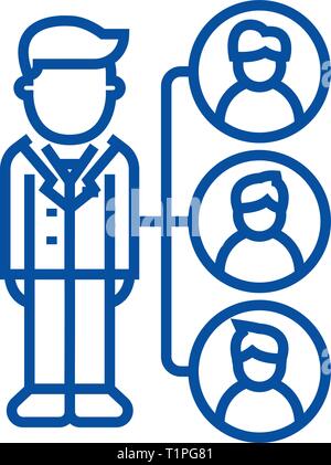 Referrals,affilate marketing line icon concept. Referrals,affilate marketing flat  vector symbol, sign, outline illustration. Stock Vector