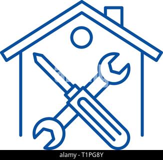 Repairs line icon concept. Repairs flat  vector symbol, sign, outline illustration. Stock Vector
