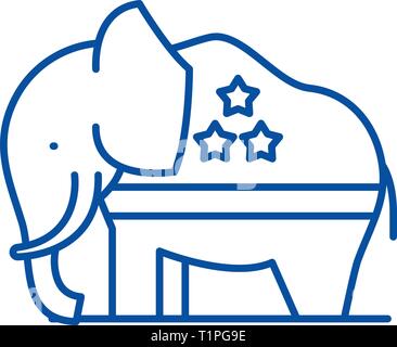 Republican elephant line icon concept. Republican elephant flat  vector symbol, sign, outline illustration. Stock Vector