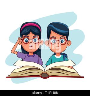 Kids and books cartoons Stock Vector