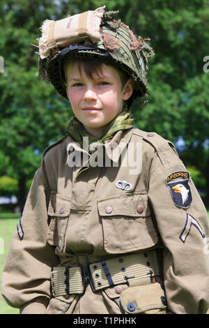 A private of the 101st Airborne Division during the D-Day celebrations in Normandy, France Stock Photo
