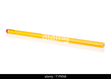 One whole yellow pencil isolated on white background Stock Photo