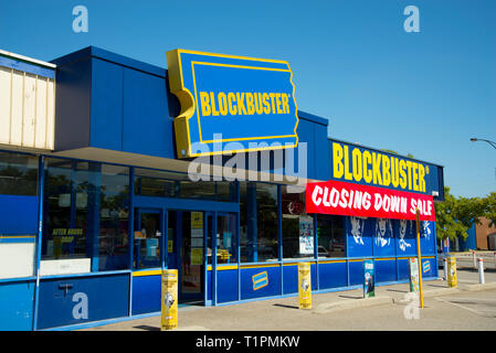 PERTH, AUSTRALIA - March 13, 2019: The last Blockbuster video store in Australia closing down in the suburb of Morley Stock Photo