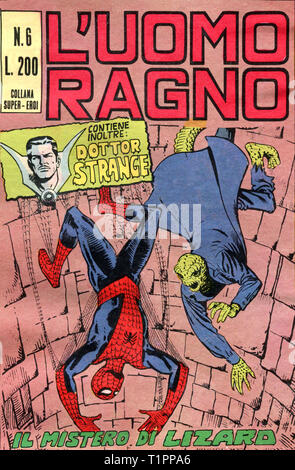 Italy - 1970: first edition of Marvel comic books, cover of The Amazing Spider-Man, L'Uomo Ragno Stock Photo