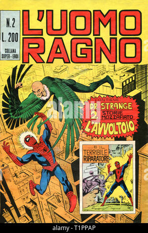 Italy - 1970: first edition of Marvel comic books, cover of The Amazing Spider-Man, L'Uomo Ragno Stock Photo