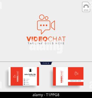 movie chat media video talk entertainment simple line logo template vector illustration icon element - vector file Stock Vector