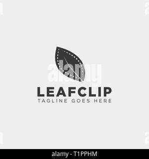leaf movie cinema simple logo template vector illustration icon element - vector file Stock Vector