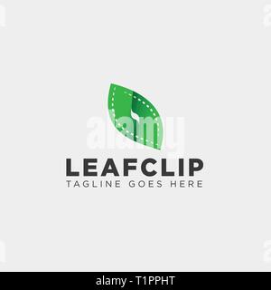 leaf movie cinema simple logo template vector illustration icon element - vector file Stock Vector