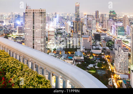 aerial view of Bangkok City skyscrapers with King Power MahaNakhon building Thailand Stock Photo