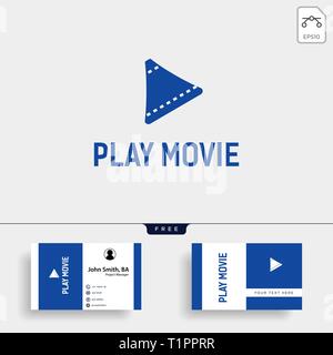 play button cinema movie simple logo template with black color vector illustration - vector file Stock Vector