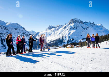 LECH - 25-2-2019 - On Monday morning 25 February 2019 a photo session will take place in Lech, Austria with His Majesty King Willem-Alexander, Her Maj Stock Photo