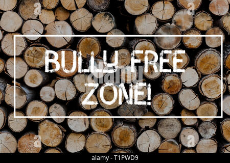 Conceptual hand writing showing Bully Free Zone. Concept meaning creating  abuse free school college life Strip Size Lined Paper Sheet Hanging Using  Bl Stock Photo - Alamy