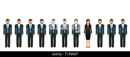 one business woman between businessmen vector illustration EPS10 Stock Vector