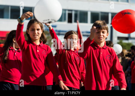 Izmir, Turkey - October 29, 2018: Students of Mehmet Akif Ersoy junior shool. Stock Photo