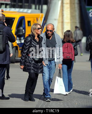 Milan, Leslie Gold and wife visit Milan Leslie 'LES' Gold, a 69-year-old American entrepreneur and TV personality, known to be the owner of the American Jewelry and Loan, a famous pawn shop in which the TV series has been shot for years 'IL BANCO DEI PUGNI', arrives in the center with his wife LILI. The two after having lunch they give themselves an afternoon of shopping for the city, and as it is recognized in a hurry, they are asked for many souvenir photos, even from men of the municipal police. Stock Photo