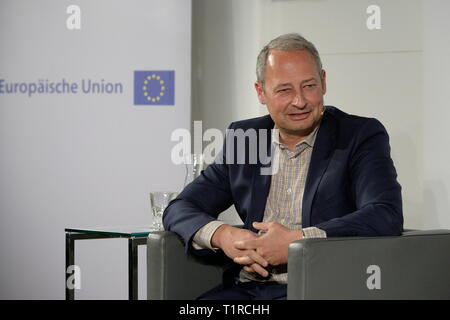 Vienna, Austria. March 28, 2019. Dialogue with Andreas Schieder (SPÖ Social Democratic Party of Austria) in the House of the European Union. Picture shows the top candidate of the SPÖ Andreas Schieder. Credit: Franz Perc / Alamy Live News Stock Photo