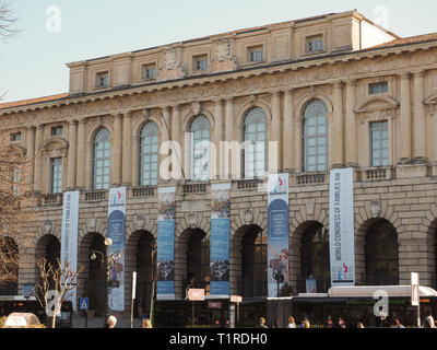 VERONA, ITALY - CIRCA MARCH 2019: Palazzo della Gran Guardia palace hosts the World Congress of Families XIII from 29 to 31 March 2019 Stock Photo