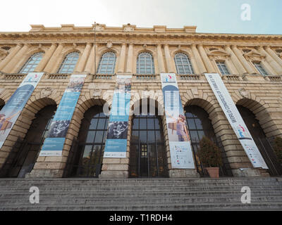 VERONA, ITALY - CIRCA MARCH 2019: Palazzo della Gran Guardia palace hosts the World Congress of Families XIII from 29 to 31 March 2019 Stock Photo