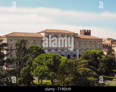 VERONA, ITALY - CIRCA MARCH 2019: Palazzo della Gran Guardia palace hosts the World Congress of Families XIII from 29 to 31 March 2019 Stock Photo