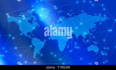 World digital network espionage digital wires and circle dots connections Stock Photo