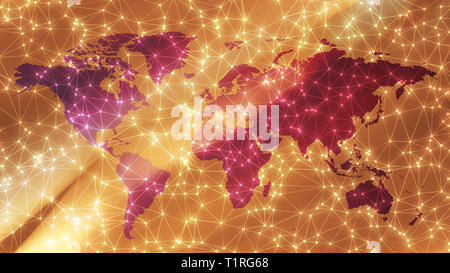 Global network cyber connections, circles and wires connected Stock Photo