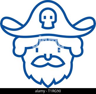 Pirate line icon concept. Pirate flat  vector symbol, sign, outline illustration. Stock Vector