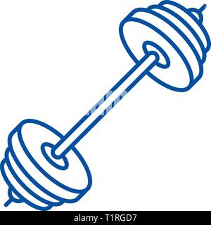 Powerlifting bar line icon concept. Powerlifting bar flat  vector symbol, sign, outline illustration. Stock Vector
