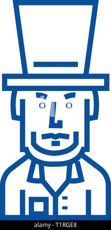 President usa,abraham lincoln line icon concept. President usa,abraham lincoln flat  vector symbol, sign, outline illustration. Stock Vector