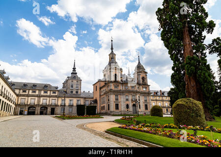 Sept 2018 - La Granja de San Ildefonso, Segovia, Spain - Royal Palace and Real Colegiata of la Granja. This beautiful baroque style palace and gardens Stock Photo