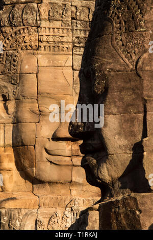 Angkor Wat Cambodia, Bayon temple, stone carvings, south east asia Stock Photo