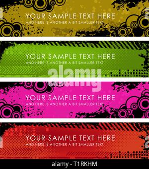 Set of grunge banners - olive, green, pink and red Stock Vector