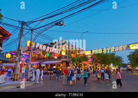 Pub Street, old town, Siem Reap, Cambodia, Asia Stock Photo