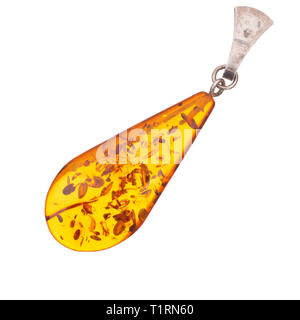 Amber pendant, almost certainly fake. Isolated on white. Stock Photo