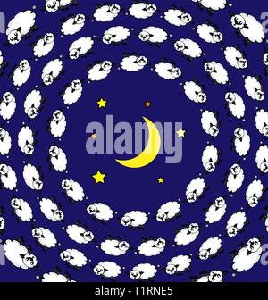 colored background abstract image of night and sleeping lambs Stock Vector