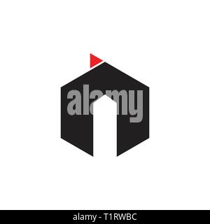 letter n hexagonal arrow geometric logo Stock Vector