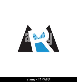 letters mr simple negative space triangle geometric logo Stock Vector