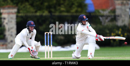 CAMBRIDGE UK - 26 March 2019: Adam Wheater of Essex during the Cambridge MCCU v Essex, cricket match at Fenners Cricket Ground, Cambridge, Cambridgeshire, UK Stock Photo