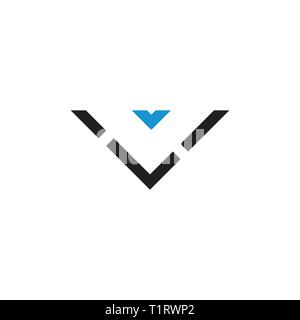 letter v simple stripes triangle line geometric logo Stock Vector