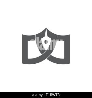 simple geometric book and pen writer education logo Stock Vector